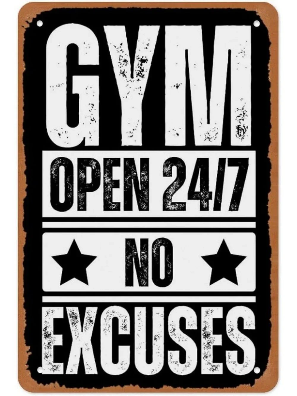 24/7 Gym Motivational Metal Sign - Rustic Vintage Fitness Wall Art Decor, 12x8